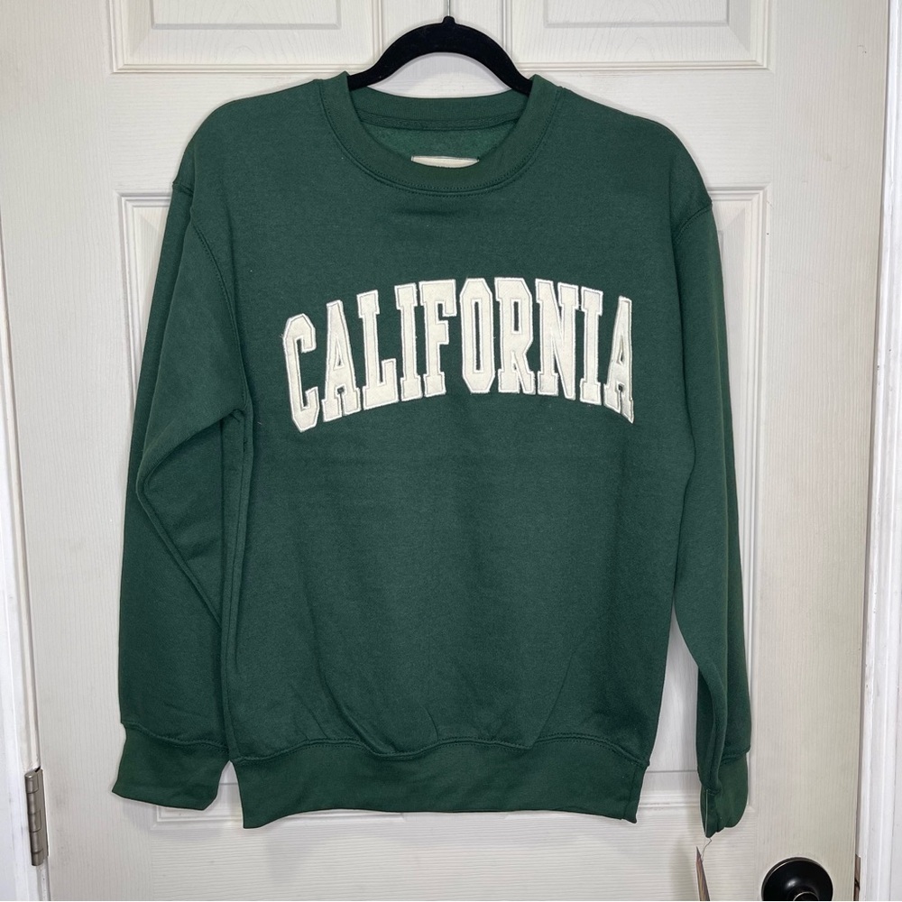 New York Popular “California” Women’s Green Crewneck Sz M - Picture 1 of 5